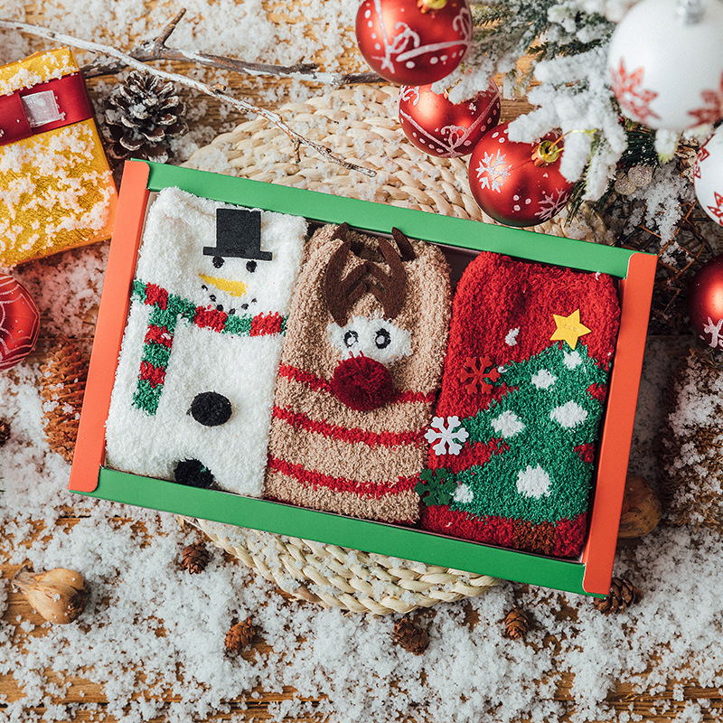 Fluffy Christmas Socks Coral Velvet Warm Winter Thick Winter Socks Boxed Socks Christmas Gift Socks Fluffy Fuzzy Socks